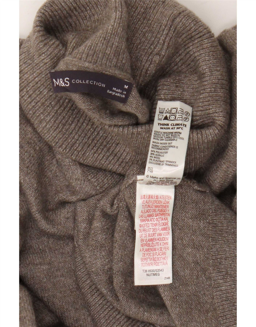 Pulover pentru bărbați Marks & Spencer cu gât rulat din poliester maro mediu