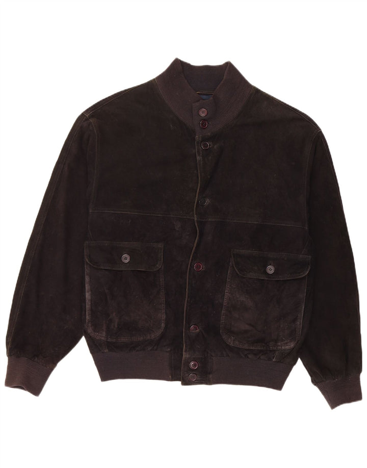 Bomber vintage pentru bărbați din piele intoarsa IT 48 Medium Black Leather
