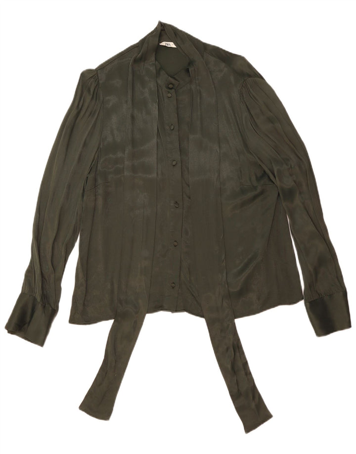 Bluză cămașă pentru femei Zara UK 18 XL Verde