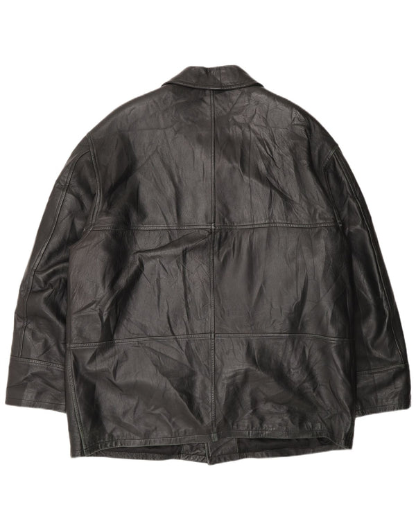 Jachetă din piele vintage pentru bărbați IT 54 2XL din piele neagră