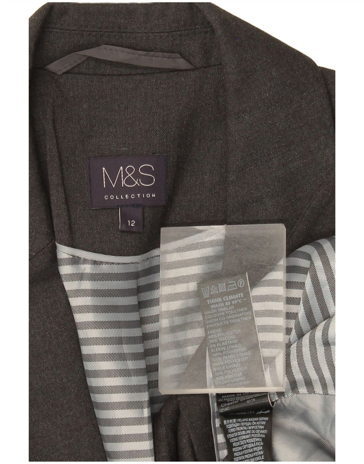 Jachetă pentru femei Marks & Spencer cu 1 nasture, UK 12, poliester, gri mediu