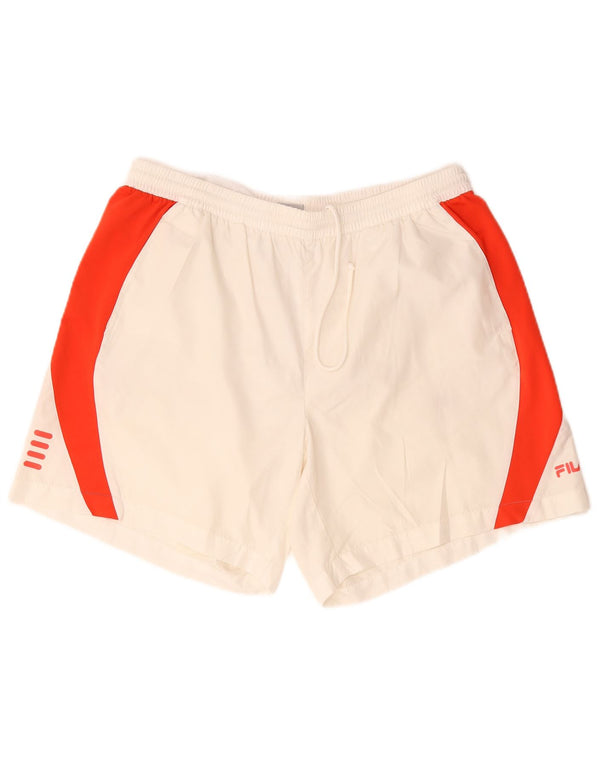 Pantaloni scurți sport Fila pentru bărbați, mari, alb, poliester color bloc