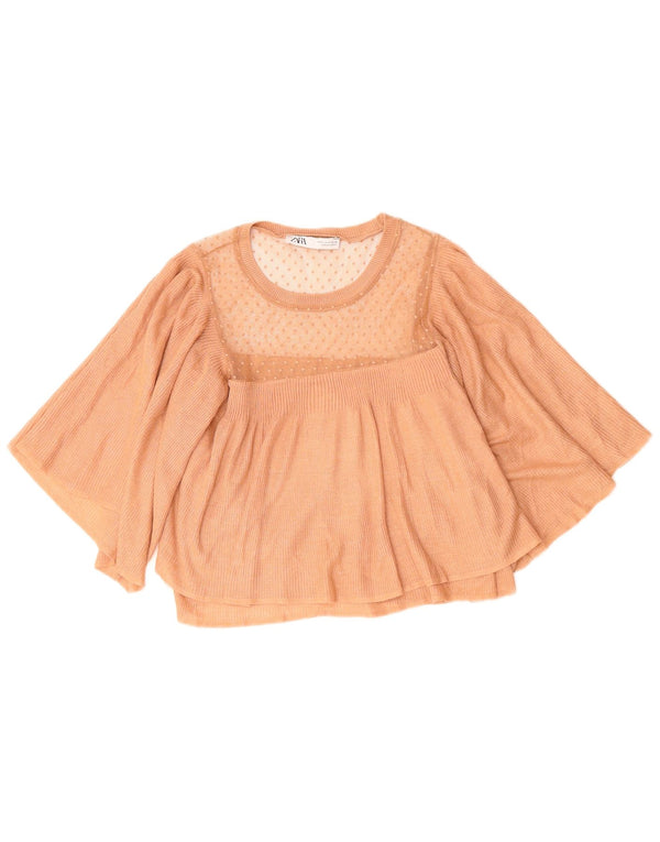 Bluză ZARA pentru femei Crop Knit Top UK 10 Small Brown
