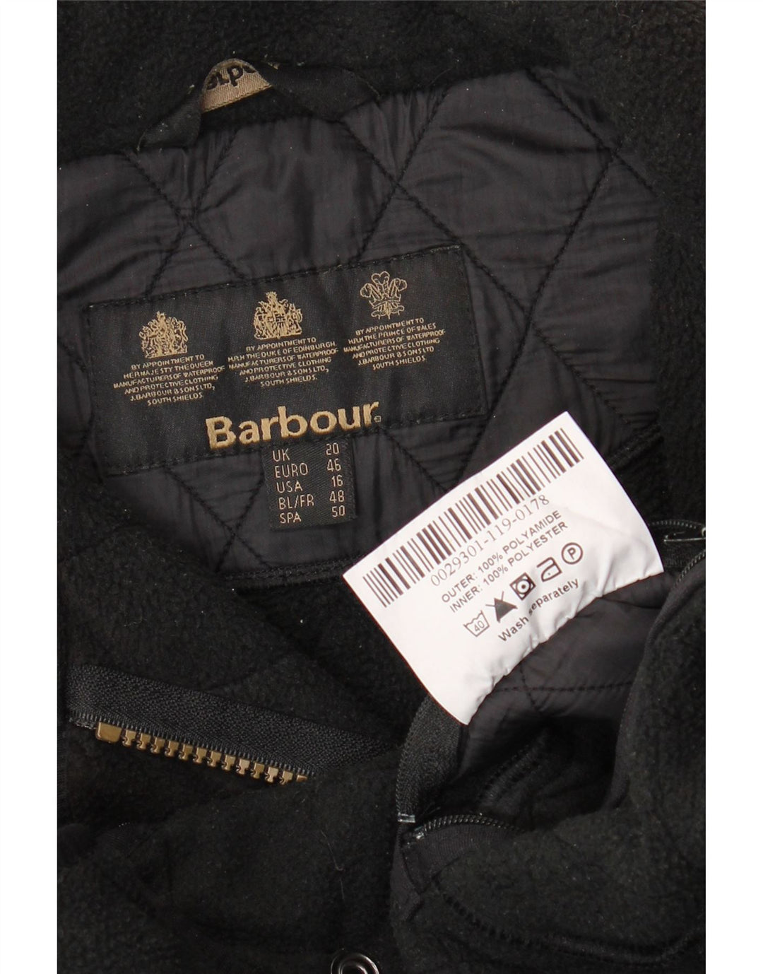 Jachetă matlasată BARBOUR pentru femei UK 20 2XL Poliamidă neagră