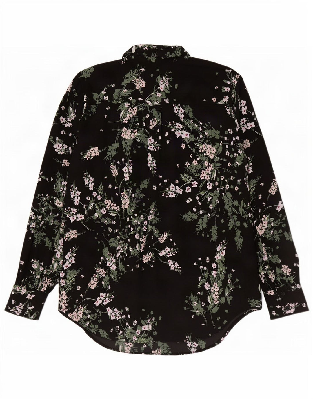 Bluză cămașă vintage pentru femei UK 12 Medium Black Floral
