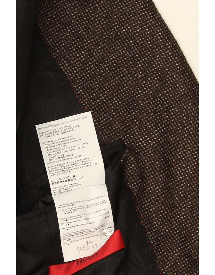 Blazer pentru bărbați Hugo Boss cu 2 nasturi US 44 2XL Lână cu pete maro