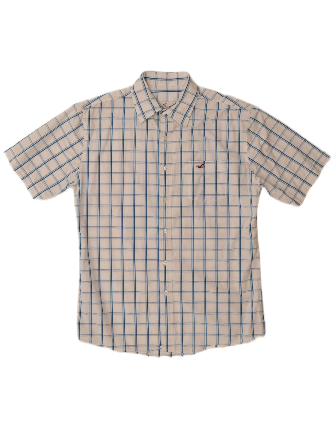 Cămașă cu mânecă scurtă pentru băieți HOLLISTER 15-16 ani 2XL, alb, carouri