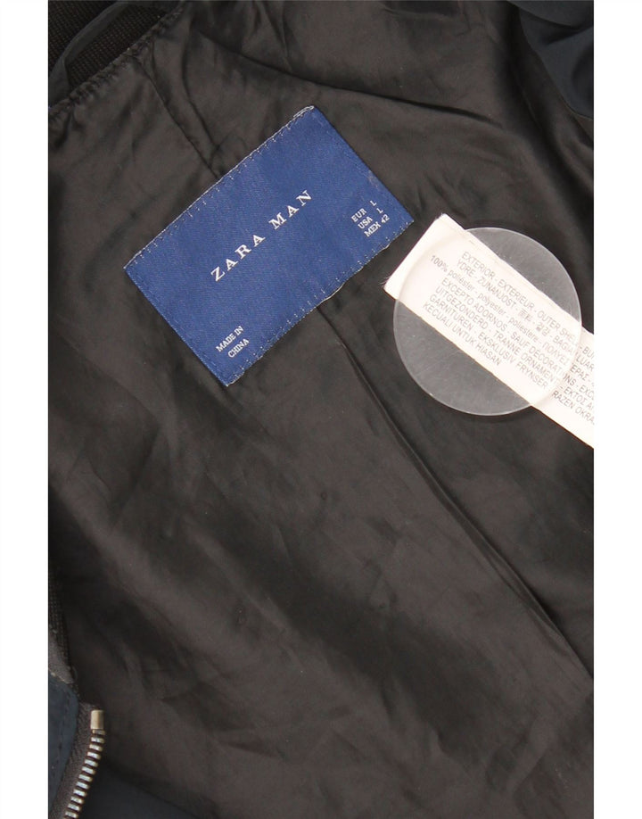 Bomber pentru bărbați Zara UK 40 mare, albastru, poliester
