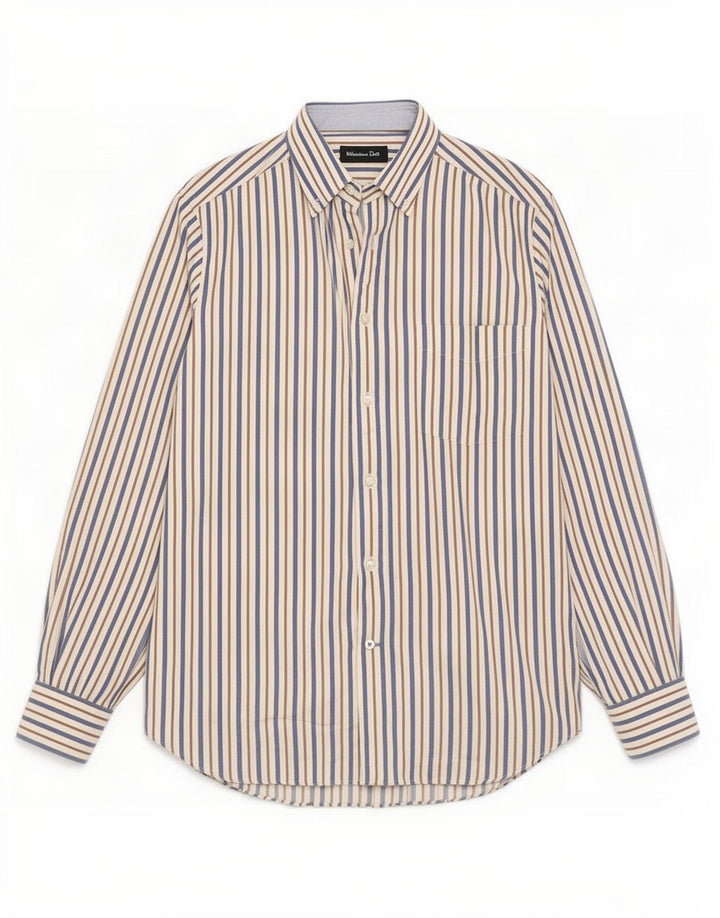 Cămașă Massimo Dutti pentru bărbați, bumbac cu dungi albastre medii