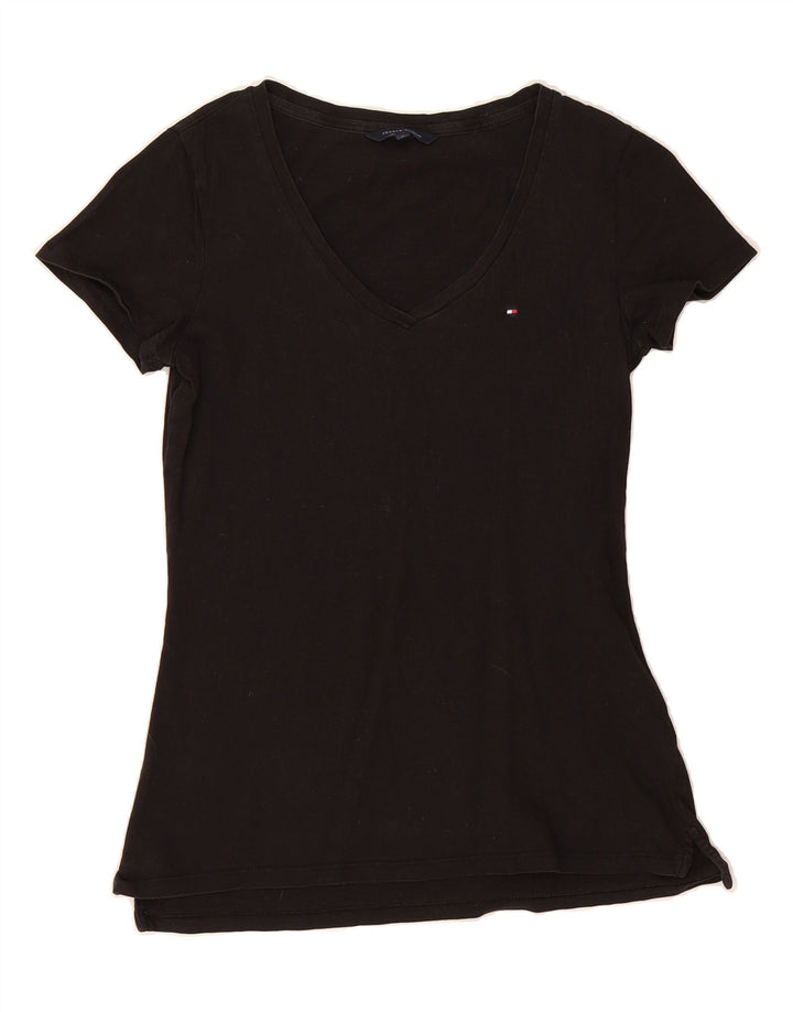TOMMY HILFIGER Womens T-Shirt Top UK 12 Medium Black Vintage Tommy Hilfiger and Second-Hand Tommy Hilfiger from Messina Hembry 