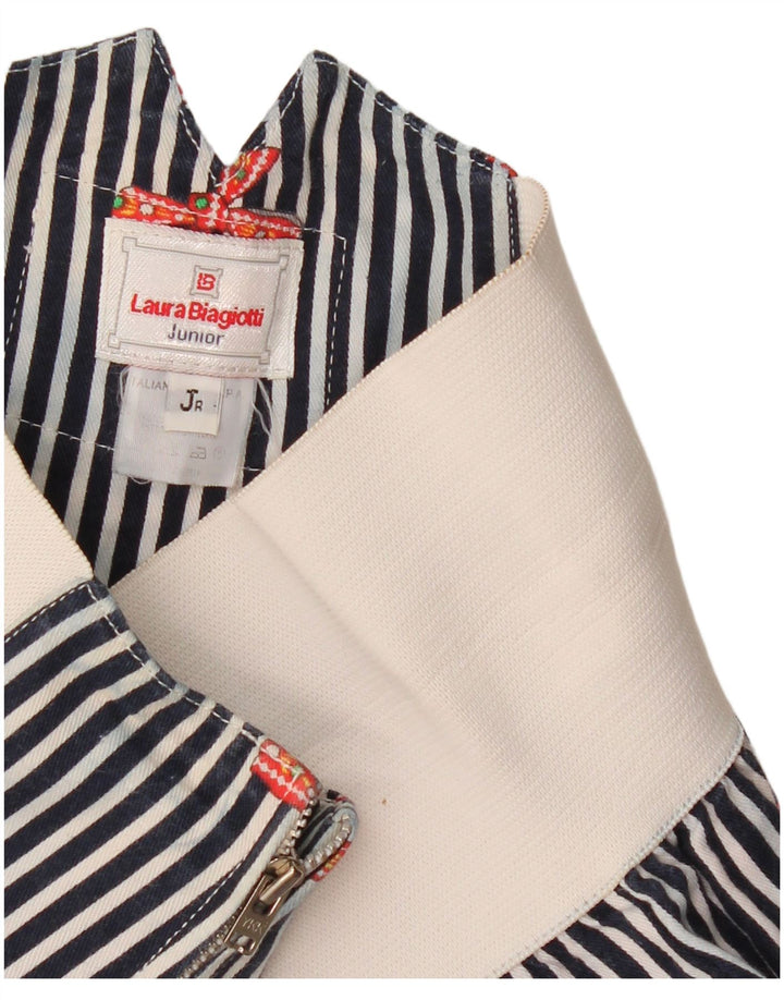 Laura Biagiotti Pantaloni decupați fete 7-8 ani W23 L17 bleumarin cu dungi