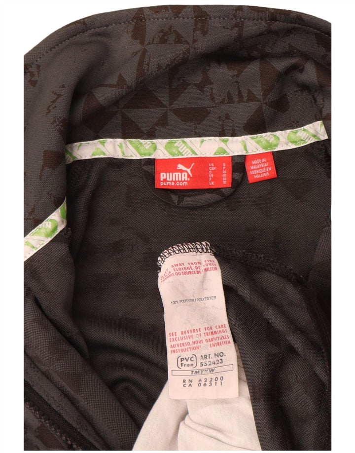 Jachetă de top pentru trening Puma pentru femei UK 10 Small Gri Geometric Poliester