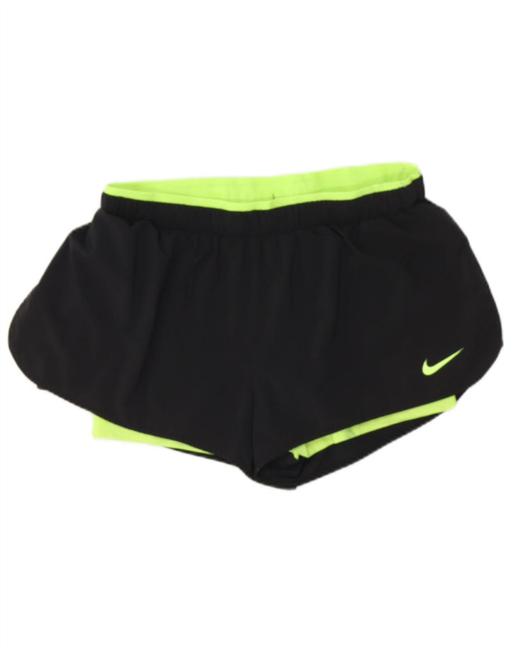 NIKE Womens Dri Fit Sport Shorts UK 14 Large  Black Polyester