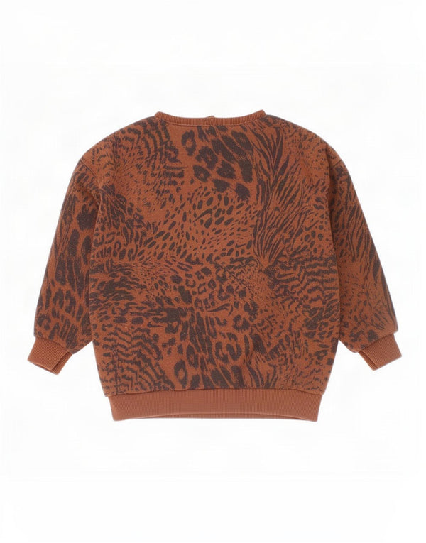 Pulover cu grafic pentru fetițe Nike 18-24 luni Maro Animal Print