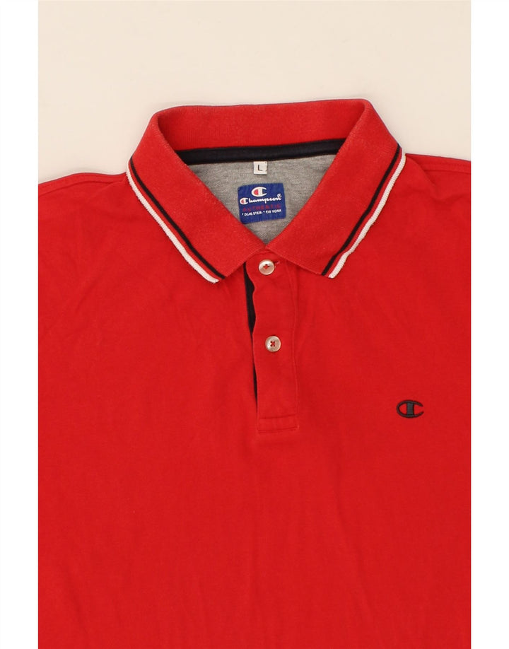 CHAMPION Mens Polo Shirt Large Red Cotton Vintage Champion and Second-Hand Champion from Messina Hembry 