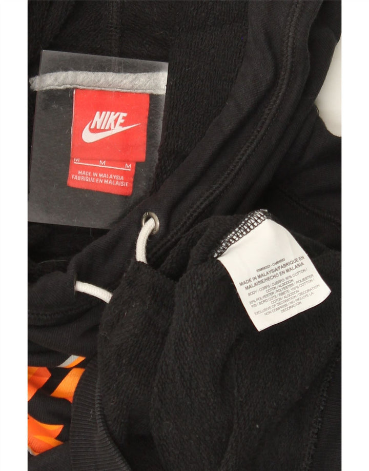 Pulover NIKE pentru damă cu hanoră grafică UK 14, bumbac mediu negru