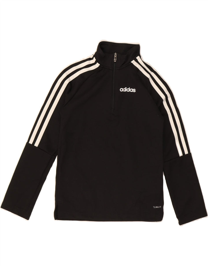 ADIDAS Boys Climalite Zip Neck Pullover Tracksuit Top 7-8 Years Black Vintage Adidas and Second-Hand Adidas from Messina Hembry 