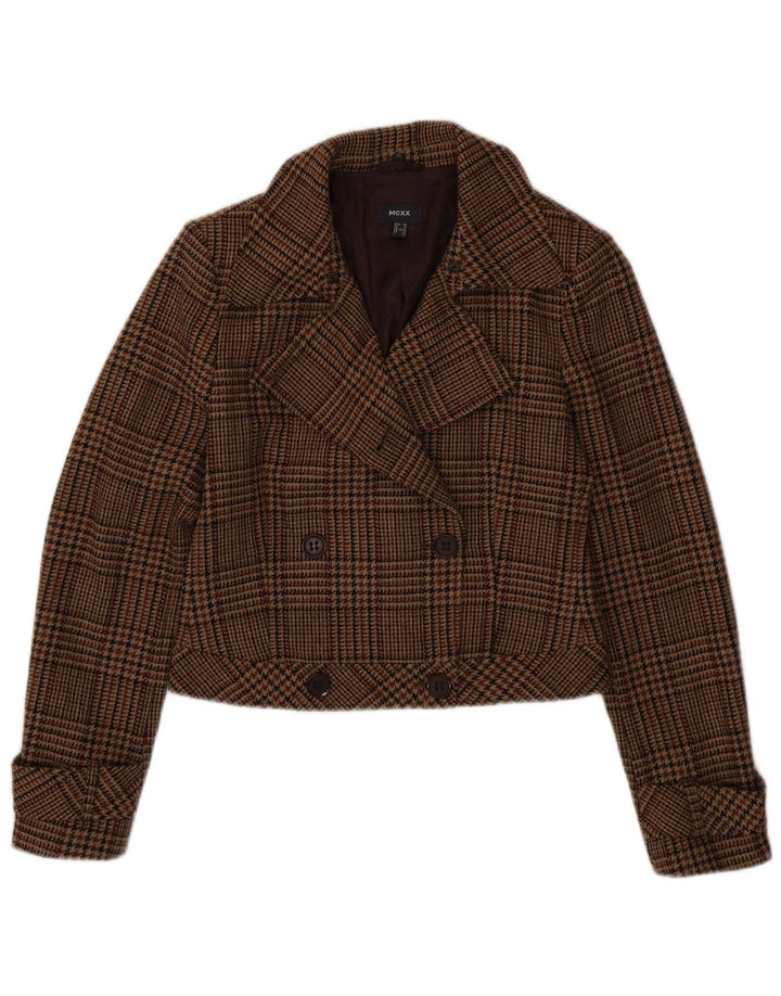 Palton de mazăre pentru femei Mexx UK 14 Lână virgină mare maro Houndstooth