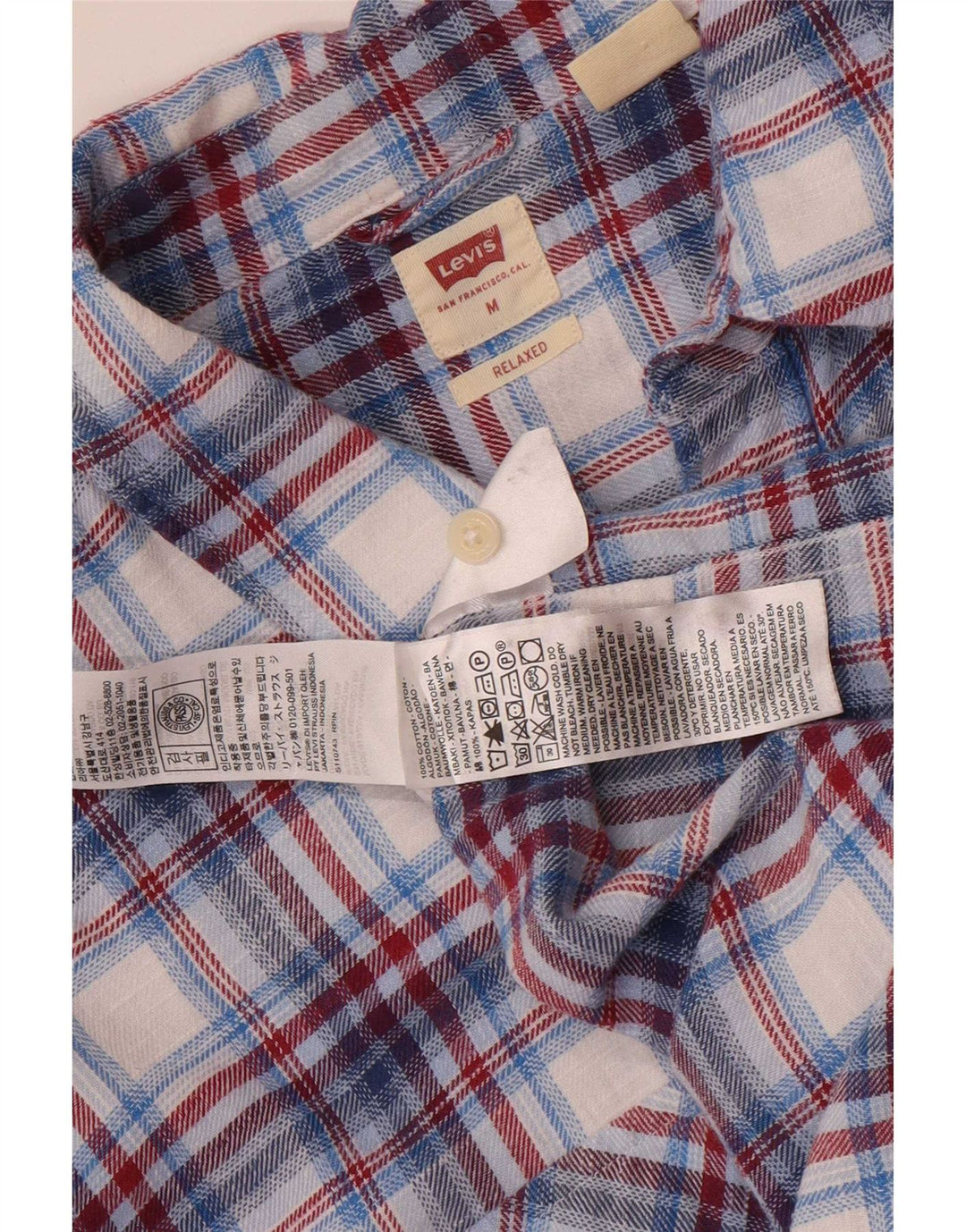 Cămașă de flanel pentru bărbați Levi's, bumbac cu carouri albastru mediu