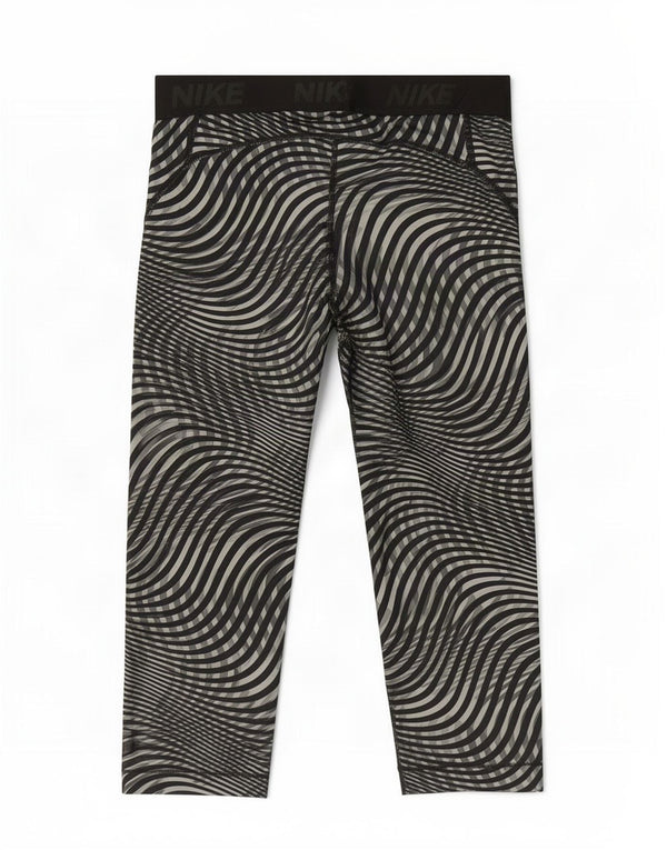 Leggings Nike Dri Fit Graphic Capri pentru femei UK 8 Small Black Geometric