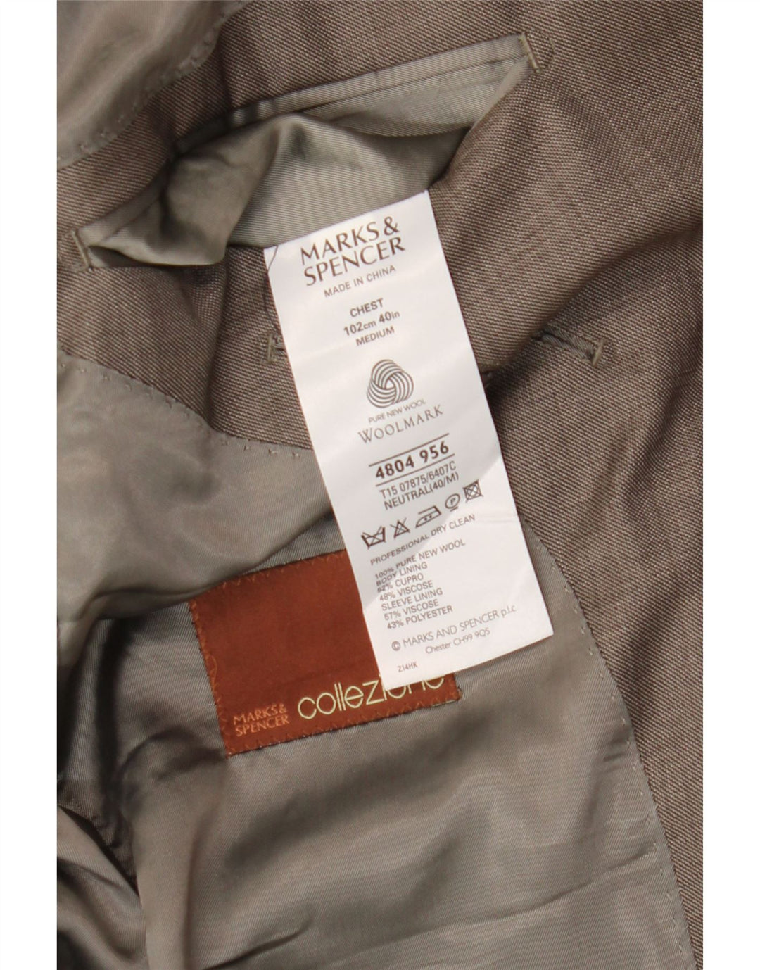 Sacou Marks & Spencer pentru bărbați cu 2 nasturi, UK 40, lână nouă maro mediu