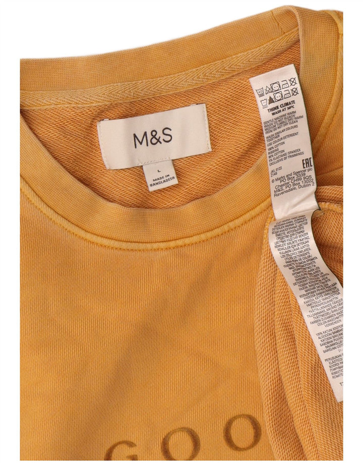 Pulover pentru bărbați Marks & Spencer, cu grafică, din bumbac mare, galben