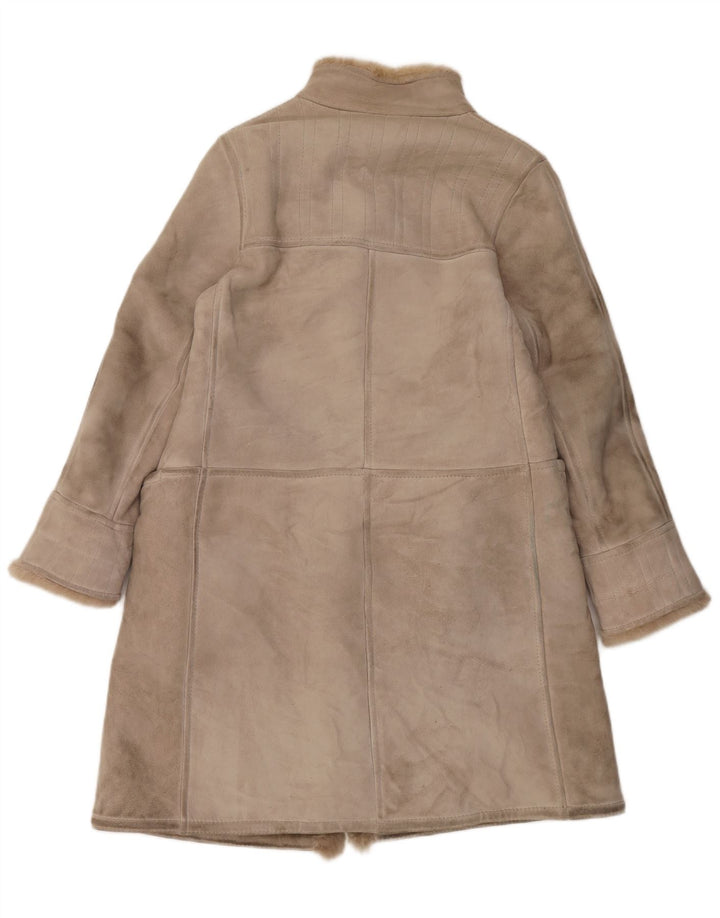 Palton vintage pentru femei din shearling IT 46 din piele mare bej