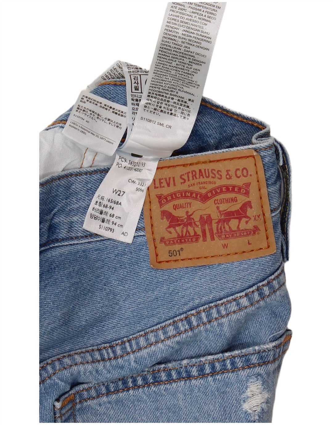 Pantaloni scurți din denim 501 Distressed LEVI'S W27 Bumbac albastru mic