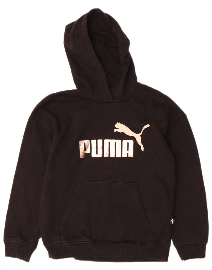 Pulover pentru fete PUMA Graphic Hoodie 11-12 ani, bumbac negru