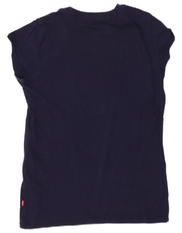 Tricou cu grafic normal pentru fete Levi's Top 15-16 ani Logo din bumbac bleumarin