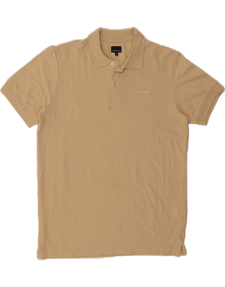 CALVIN KLEIN JEANS Mens Polo Shirt Medium Beige Cotton Vintage Calvin Klein Jeans and Second-Hand Calvin Klein Jeans from Messina Hembry 
