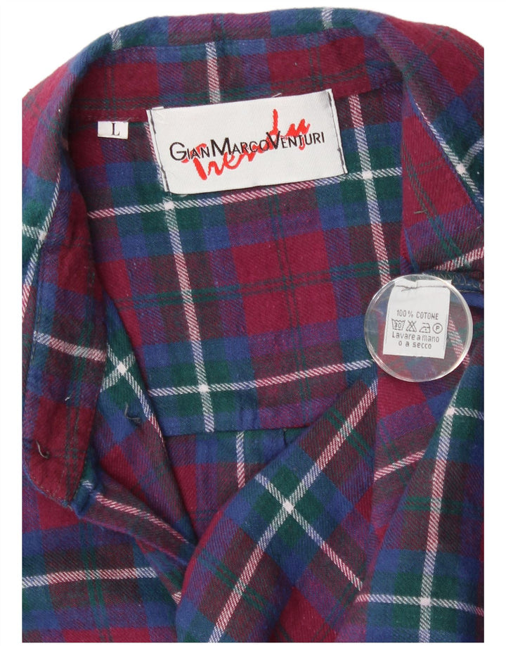 Cămașă de flanel pentru bărbați Gian Marco Venturi, bumbac cu carouri burgundă