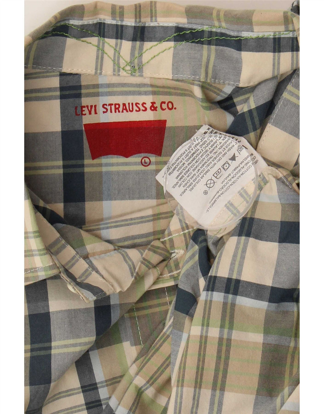Cămașă cu mânecă scurtă Levi's pentru bărbați, bumbac cu carouri verzi mari