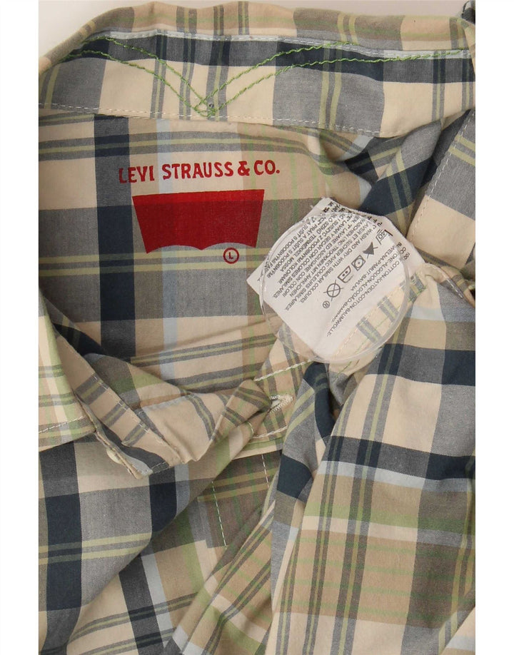 Cămașă cu mânecă scurtă Levi's pentru bărbați, bumbac cu carouri verzi mari