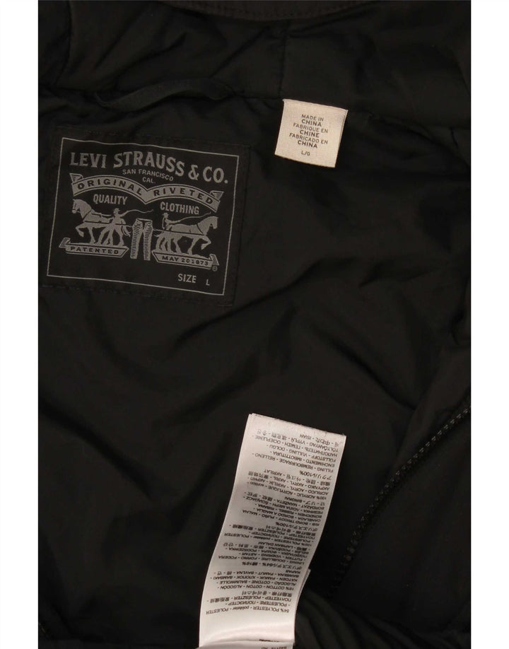 Jachetă căptușită cu glugă Levi's pentru bărbați UK 40 Poliester negru mare