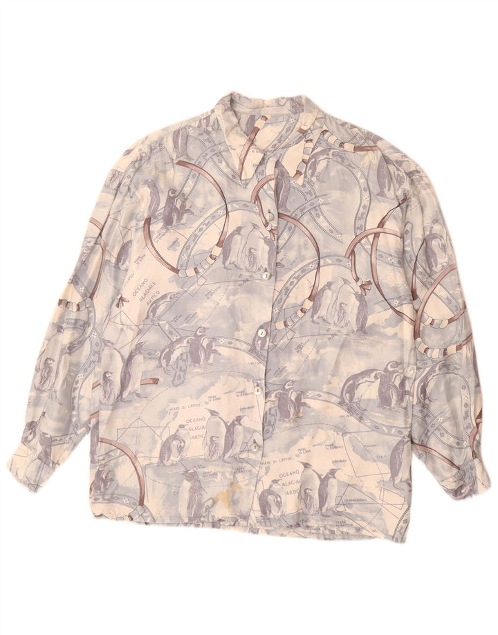 Cămașă cu grafică vintage pentru femei UK 16 Large Blue