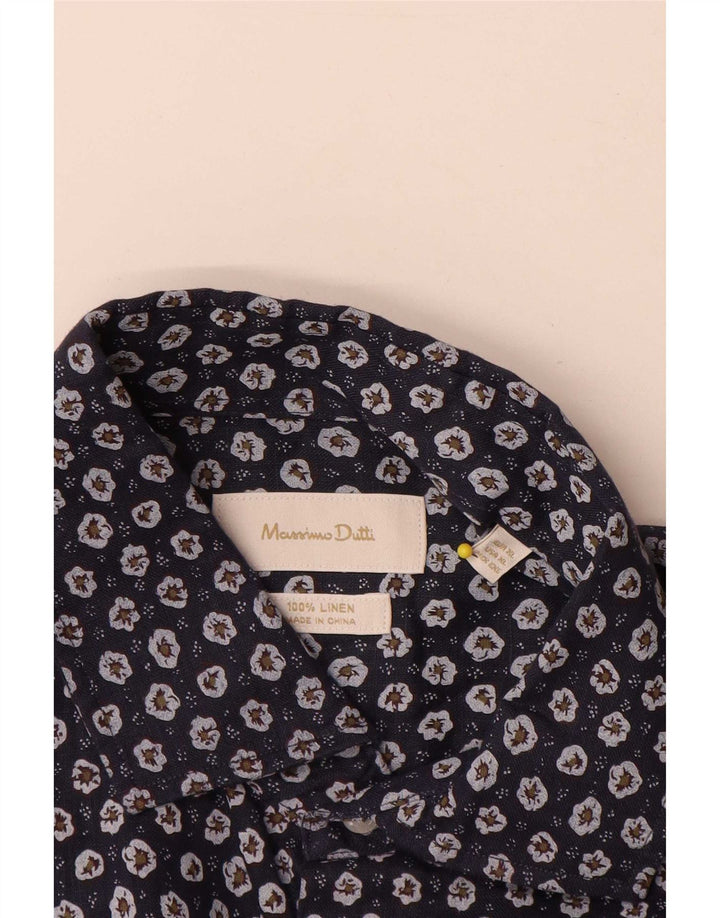 Cămașă Massimo Dutti pentru bărbați, XL, albastru marin, cu flori
