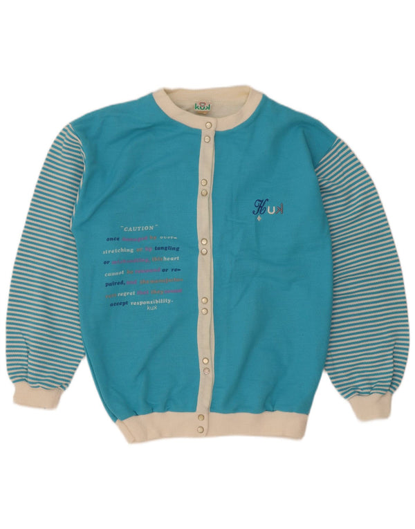 Pulover cardigan supradimensionat cu grafic pentru femei vintage UK 10, cu dungi mici, albastre