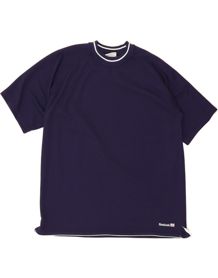 REEBOK Mens T-Shirt Top Medium Navy Blue Polyester Vintage Reebok and Second-Hand Reebok from Messina Hembry 
