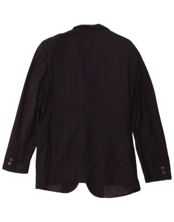 Jachetă pentru femei VINTAGE cu 3 nasturi IT 46 Lână mare albastru bleumarin