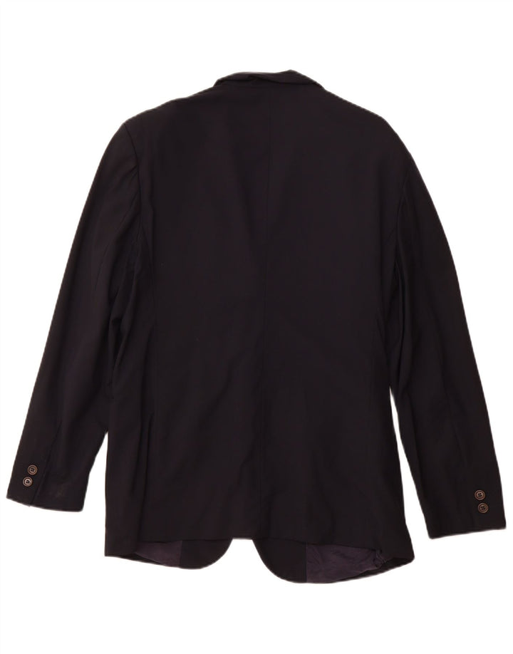 Jachetă pentru femei VINTAGE cu 3 nasturi IT 46 Lână mare albastru bleumarin