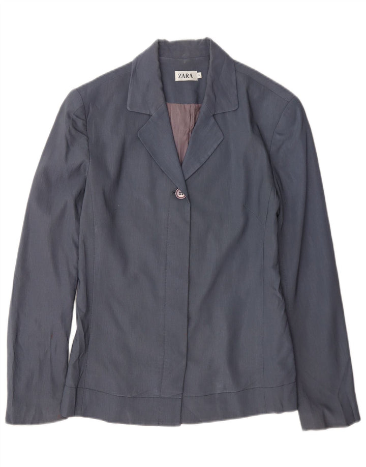 Blazer pentru femei Zara cu 1 nasture UK 10 Small Blue