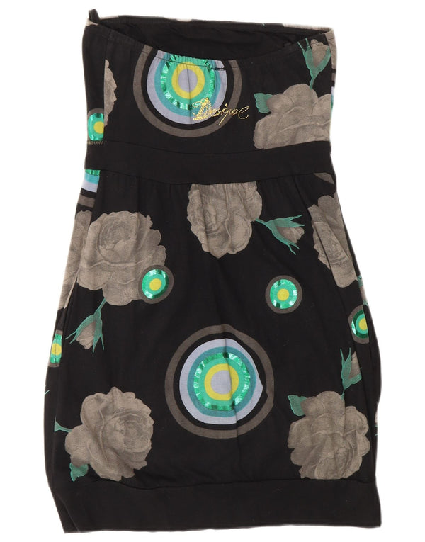 Rochie fără bretele Desigual pentru femei, UK 8, bumbac floral negru mic