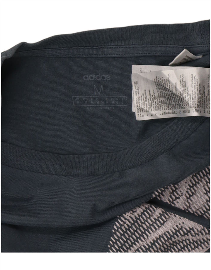 Tricou grafic pentru bărbați Adidas Top, bumbac albastru mediu