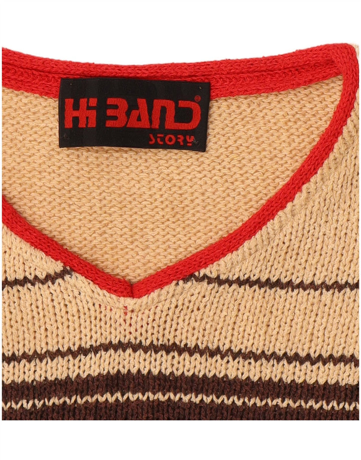Pulover vintage pentru bărbați cu decolteu în V IT 50 mediu multicolor în dungi