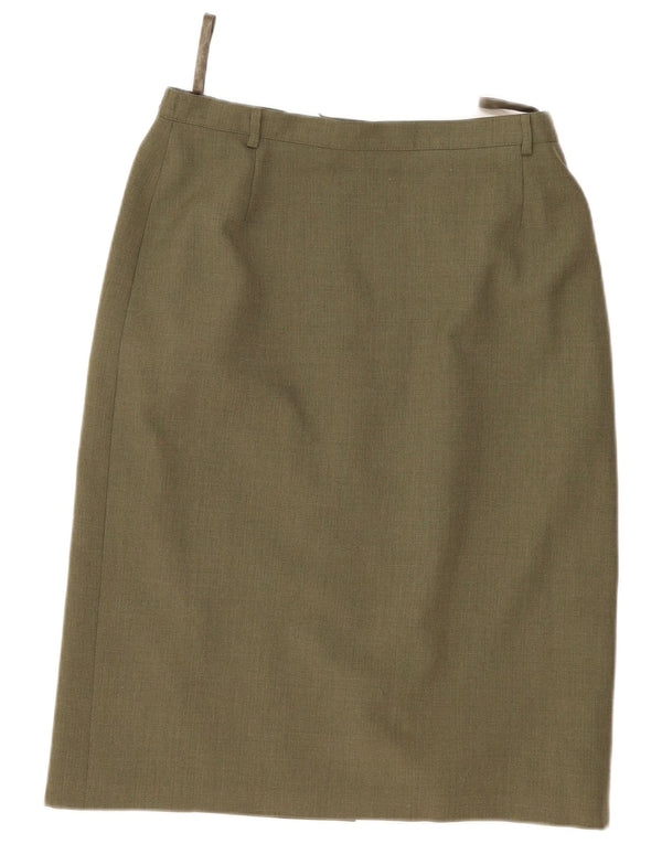 VINTAGE Womens High Waist Pencil Skirt UK 18 XL W32  Khaki Polyester
