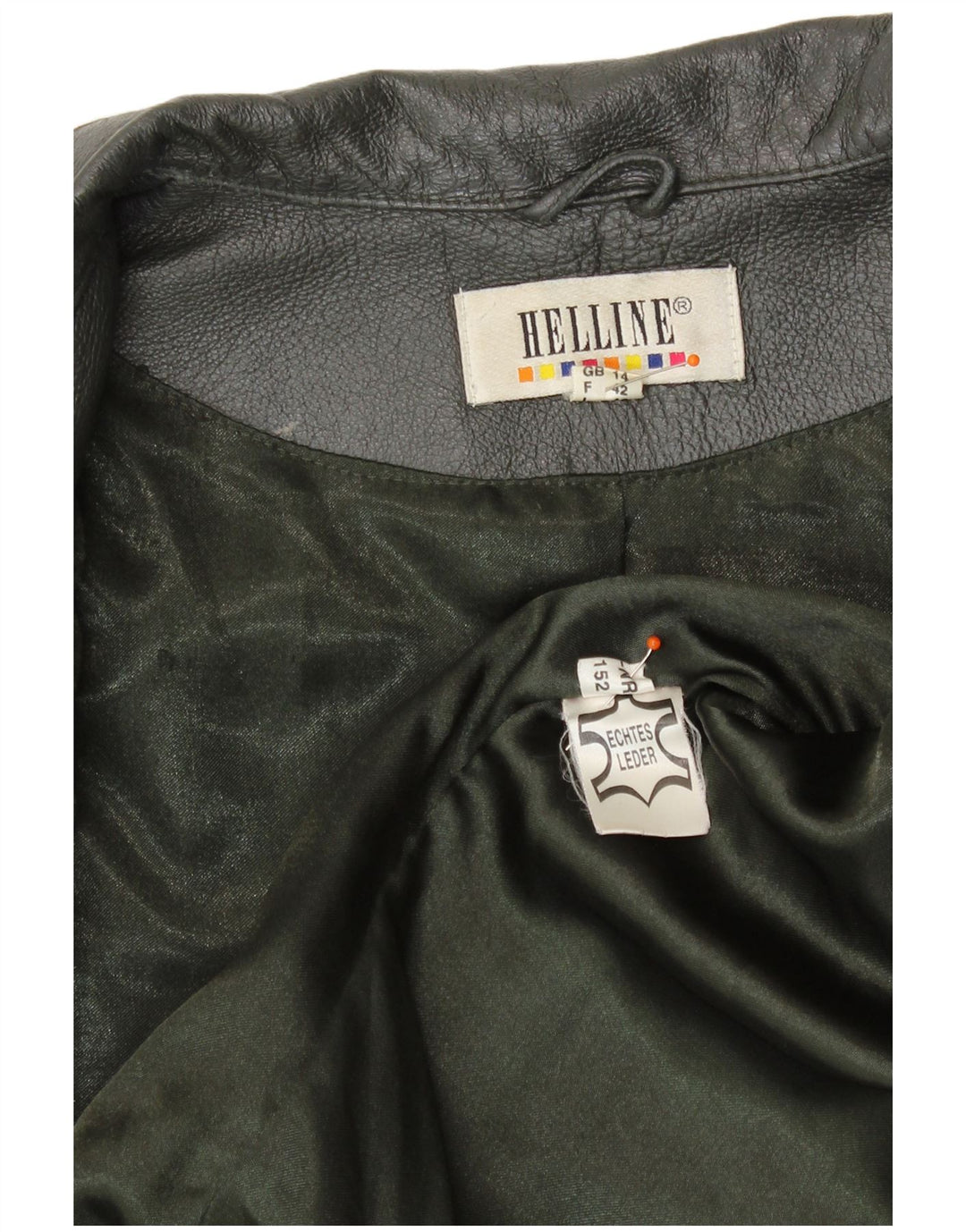 Jachetă de piele pentru femei HELLINE UK 14, piele verde medie