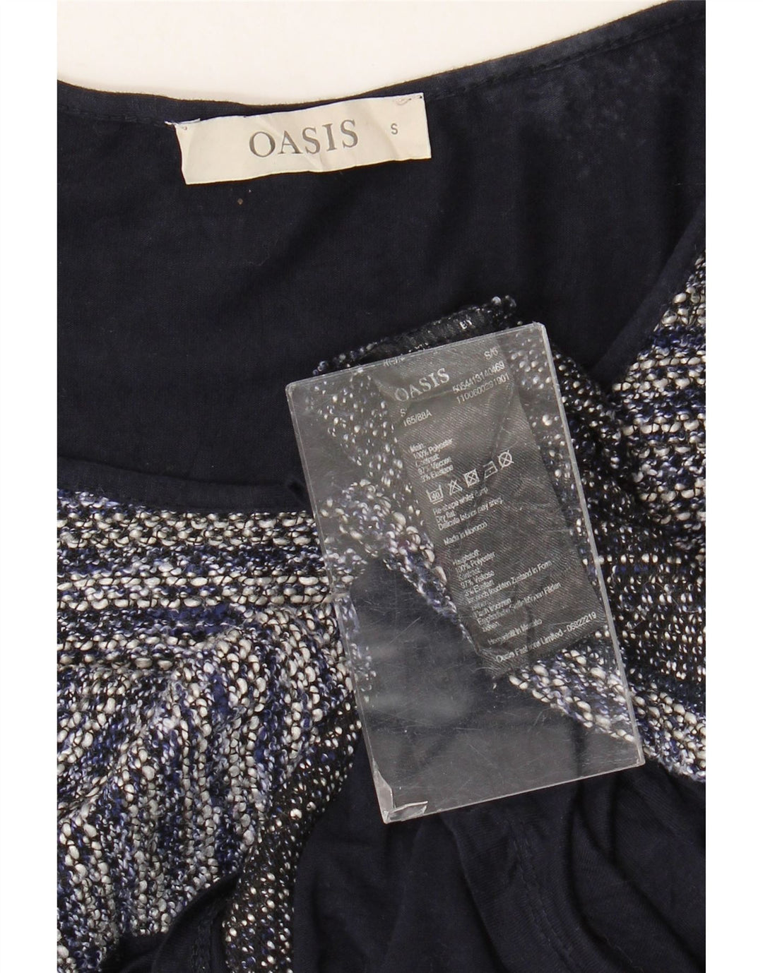 Oasis Top pentru femei cu mânecă lungă UK 10 Mic bleumarin poliester cu dungi