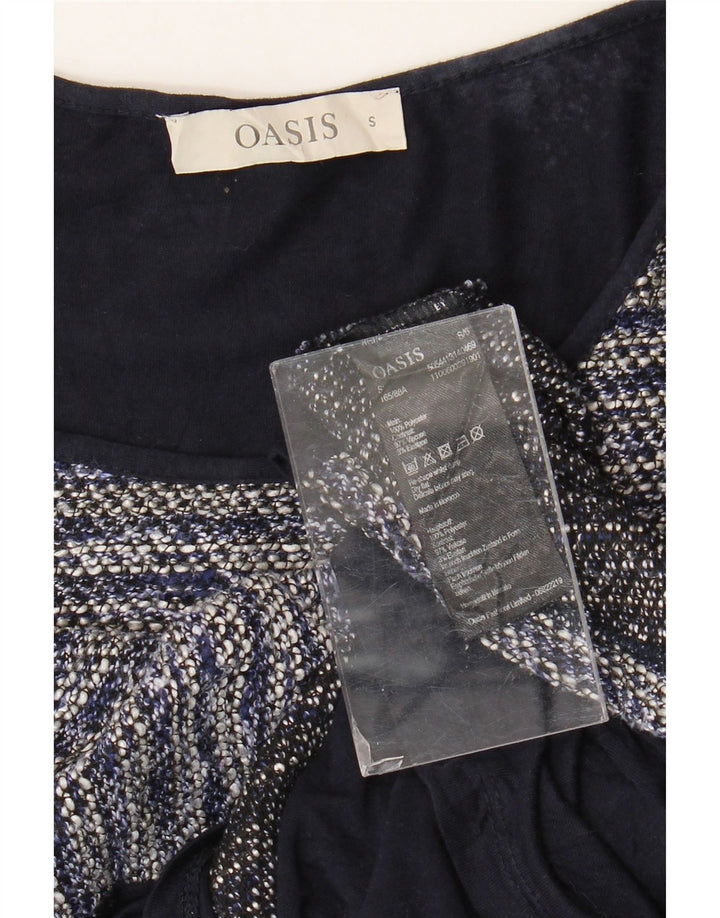 Oasis Top pentru femei cu mânecă lungă UK 10 Mic bleumarin poliester cu dungi