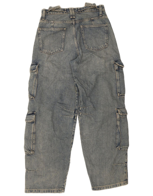 Blugi largi cargo cu talie înaltă Zara pentru femei EU 36 XS L26 L30 Bumbac albastru
